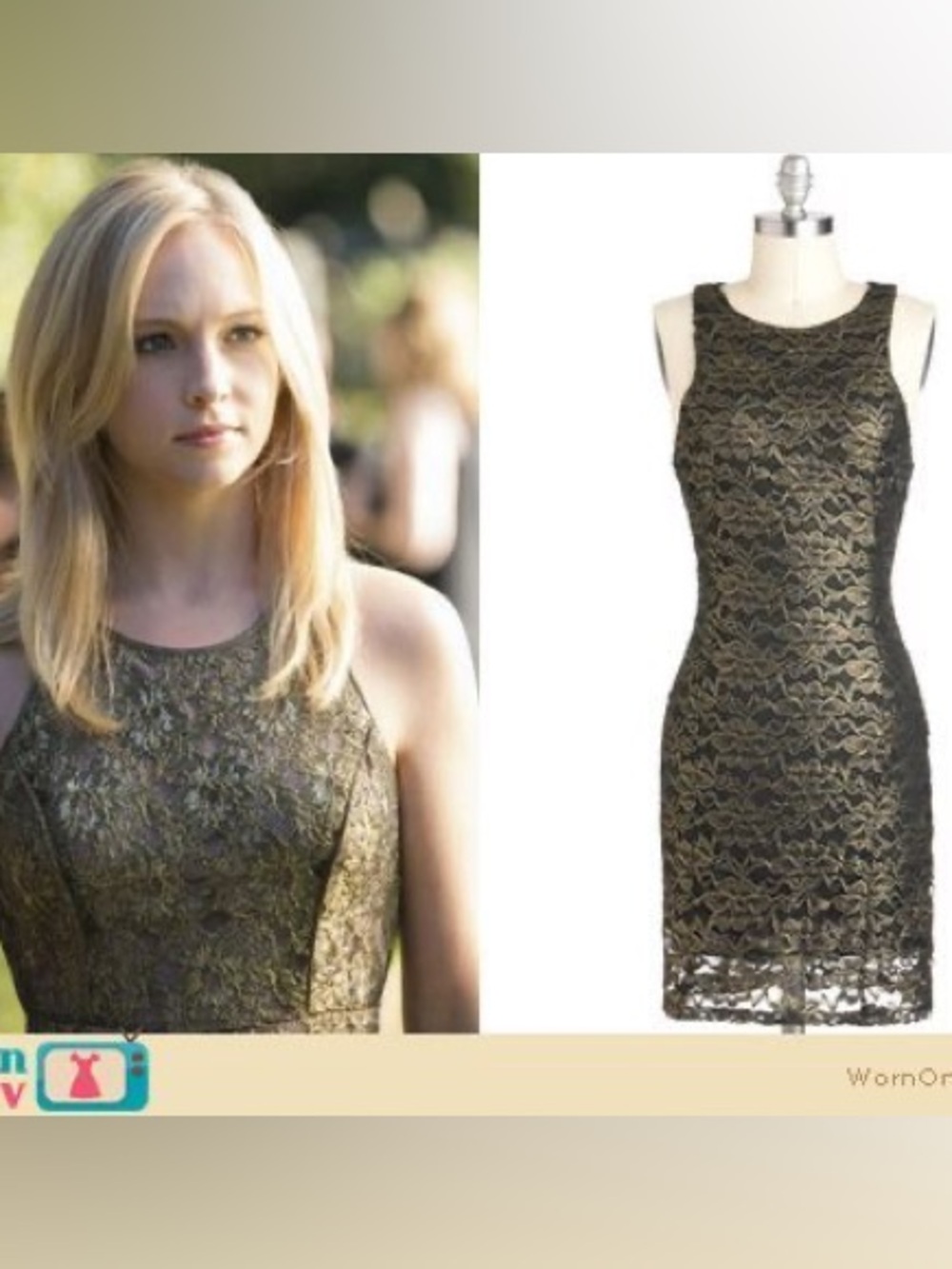 BCBGMaxAzria gold metallic lace Lace Sheath Dress sz 4